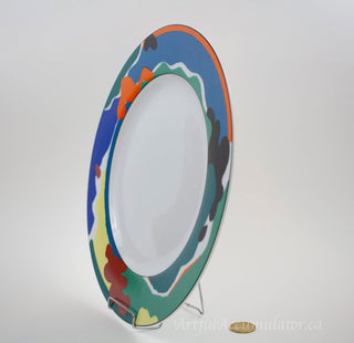 large round serving plate with bold, funky design around rim -  - #tag1# - #tag2# - #tag3# - #tag4# - the Artful Accumulator's Vintage Boutique