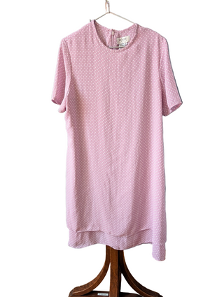 light violet polkadot mid-length layered sheer fabric vintage dress