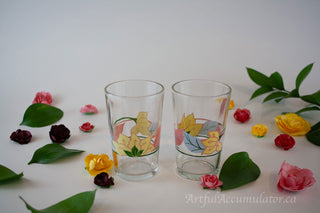 multicolor abstract floral arcopal, set of 2 -  - #tag1# - #tag2# - #tag3# - #tag4# - the Artful Accumulator's Vintage Boutique