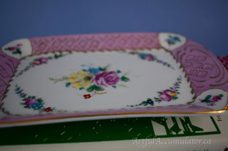rectangular tray gilded, textured, with floral decals -  - #tag1# - #tag2# - #tag3# - #tag4# - the Artful Accumulator's Vintage Boutique