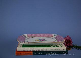 rectangular tray gilded, textured, with floral decals -  - #tag1# - #tag2# - #tag3# - #tag4# - the Artful Accumulator's Vintage Boutique