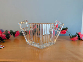 Carved Glass Art Deco Creamer & Sugar by Heisey Glass (sold as a set)