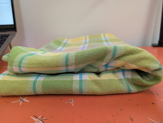 Maggie - Rectangular Tablecloth - Soft green, violet, yellow, and blue plaid - perfect for easter