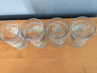 Set of 4 tumblers, blue and red floral, by Firna
