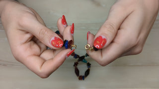 Necklace with Multi-Colored Beads in Green, Red, Amber
