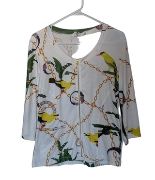 chemise boutonnée à manches longues, motif floral et feuilles automnal, taille 34