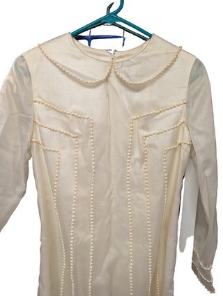 Dainty wedding dress with tiny round fabric accents - Artful Accumulator Boutique Vintage