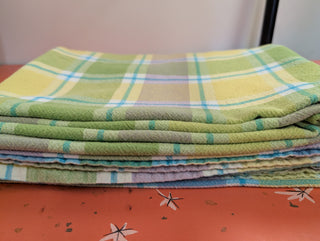 Maggie - Rectangular Tablecloth - Soft green, violet, yellow, and blue plaid - perfect for easter