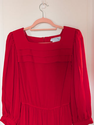 Dress- sheer red dress with long sleeves