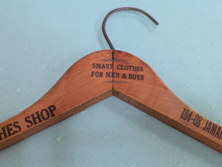 B&B Clothes Shop, wooden clothing hanger, Jamaica, NY
