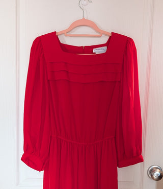 Dress- sheer red dress with long sleeves