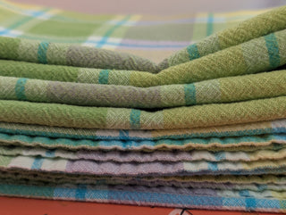 Maggie - Rectangular Tablecloth - Soft green, violet, yellow, and blue plaid - perfect for easter