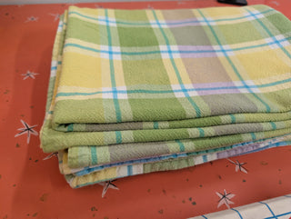 Maggie - Rectangular Tablecloth - Soft green, violet, yellow, and blue plaid - perfect for easter