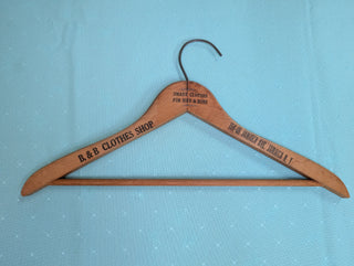 B&B Clothes Shop, wooden clothing hanger, Jamaica, NY