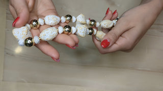 Chunky White & Cream Faux Stone with Gold Accent Beads