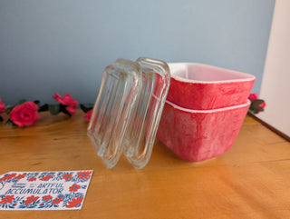 Red fridgies by Pyrex, set of 2
