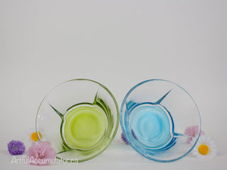 set of 2: green and blue ice cream dishes -  - #tag1# - #tag2# - #tag3# - #tag4# - the Artful Accumulator's Vintage Boutique