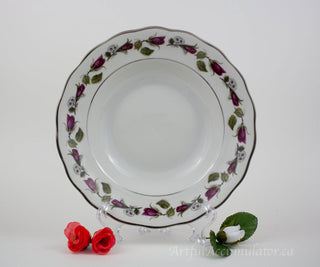 set of 3 bowls, rosebuds, platinum edges -  - #tag1# - #tag2# - #tag3# - #tag4# - the Artful Accumulator's Vintage Boutique