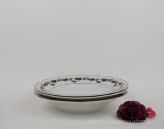 set of 3 bowls, rosebuds, platinum edges -  - #tag1# - #tag2# - #tag3# - #tag4# - the Artful Accumulator's Vintage Boutique
