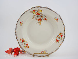set of 4 bowls with champagne beaded edges, white flowers, fall colors -  - #tag1# - #tag2# - #tag3# - #tag4# - the Artful Accumulator's Vintage Boutique