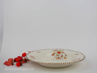 set of 4 bowls with champagne beaded edges, white flowers, fall colors -  - #tag1# - #tag2# - #tag3# - #tag4# - the Artful Accumulator's Vintage Boutique