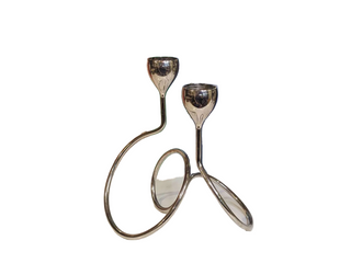 silver plated centerpiece votive candleholder with twisted stem base, holds two votives - Artful Accumulator Boutique Vintage