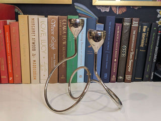 silver plated centerpiece votive candleholder with twisted stem base, holds two voitives -  - #tag1# - #tag2# - #tag3# - #tag4# - the Artful Accumulator's Vintage Boutique