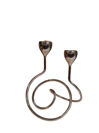 silver plated centerpiece votive candleholder with twisted stem base, holds two votives - Artful Accumulator Boutique Vintage