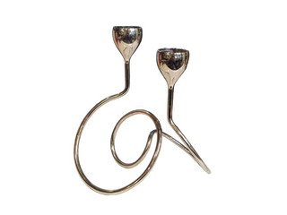 silver plated centerpiece votive candleholder with twisted stem base, holds two votives - Artful Accumulator Boutique Vintage