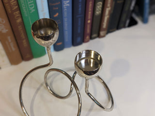 silver plated centerpiece votive candleholder with twisted stem base, holds two voitives -  - #tag1# - #tag2# - #tag3# - #tag4# - the Artful Accumulator's Vintage Boutique