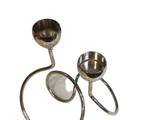 silver plated centerpiece votive candleholder with twisted stem base, holds two votives - Artful Accumulator Boutique Vintage