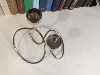silver plated centerpiece votive candleholder with twisted stem base, holds two voitives -  - #tag1# - #tag2# - #tag3# - #tag4# - the Artful Accumulator's Vintage Boutique
