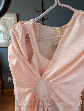 softest pink light peach vintage dress with textured fabric and gorgeous cuts - Artful Accumulator Boutique Vintage