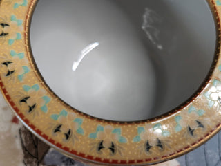 textured handpainted chinese decorative vase with peacocks -  - #tag1# - #tag2# - #tag3# - #tag4# - the Artful Accumulator's Vintage Boutique