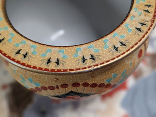 textured handpainted chinese decorative vase with peacocks -  - #tag1# - #tag2# - #tag3# - #tag4# - the Artful Accumulator's Vintage Boutique