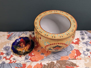 textured handpainted chinese decorative vase with peacocks -  - #tag1# - #tag2# - #tag3# - #tag4# - the Artful Accumulator's Vintage Boutique