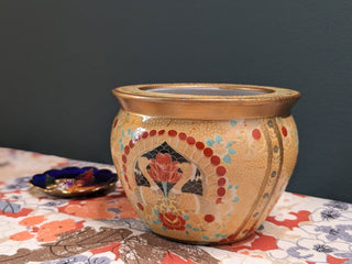 textured handpainted chinese decorative vase with peacocks -  - #tag1# - #tag2# - #tag3# - #tag4# - the Artful Accumulator's Vintage Boutique