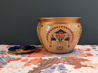 textured handpainted chinese decorative vase with peacocks -  - #tag1# - #tag2# - #tag3# - #tag4# - the Artful Accumulator's Vintage Boutique