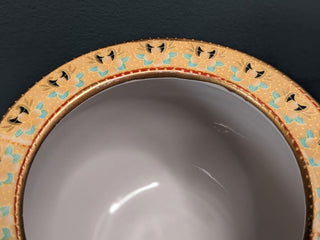 textured handpainted chinese decorative vase with peacocks -  - #tag1# - #tag2# - #tag3# - #tag4# - the Artful Accumulator's Vintage Boutique