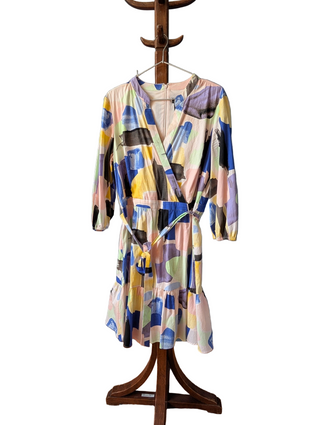 watercolor brushstrokes wrap-style dress by DKNY